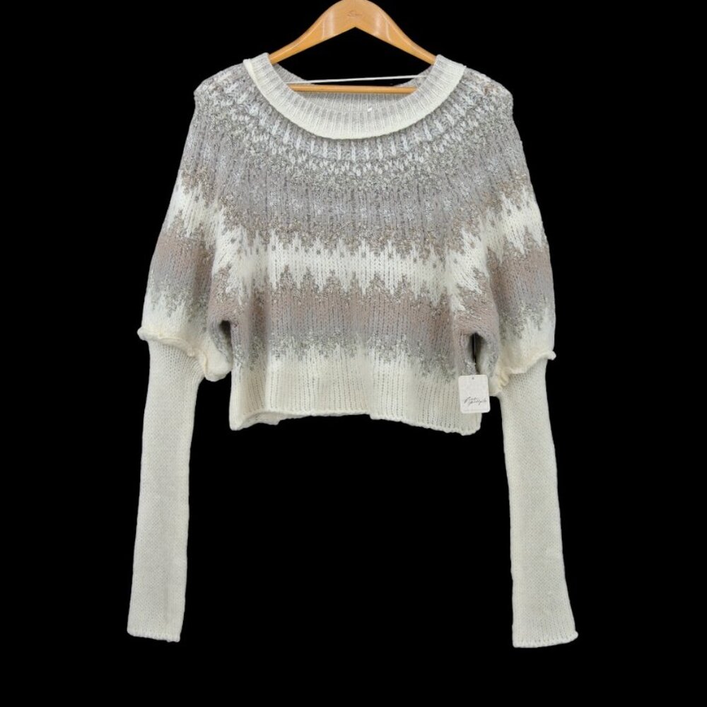 Free People Cream Silver‎ Speckled Sweater S